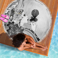 Aotearoa Maori Wahine Beach Blanket Fantail Bird Black Gold Marble LT05 - Polynesian Pride