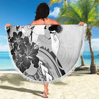 Aotearoa Maori Wahine Beach Blanket Fantail Bird Black Gold Marble LT05 - Polynesian Pride