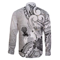 Aotearoa Maori Wahine Family Matching Short Sleeve Bodycon Dress and Hawaiian Shirt Fantail Bird Black Gold Marble