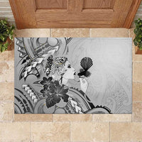 Aotearoa Maori Wahine Rubber Doormat Fantail Bird Black Gold Marble LT05 Black - Polynesian Pride