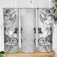 Aotearoa Maori Wahine Skinny Tumbler Fantail Bird Black Gold Marble