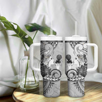 Aotearoa Maori Wahine Tumbler With Handle Fantail Bird Black Gold Marble LT05 - Polynesian Pride