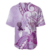 Aotearoa Maori Wahine Baseball Jersey Fantail Bird Purple Gold Marble