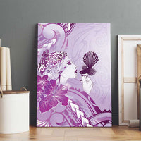 Aotearoa Maori Wahine Canvas Wall Art Fantail Bird Purple Gold Marble LT05 - Polynesian Pride