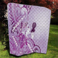 Aotearoa Maori Wahine Quilt Fantail Bird Purple Gold Marble
