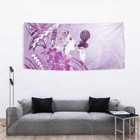 Aotearoa Maori Wahine Tapestry Fantail Bird Purple Gold Marble