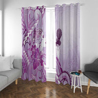 Aotearoa Maori Wahine Window Curtain Fantail Bird Purple Gold Marble LT05 With Grommets Purple - Polynesian Pride