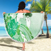 Aotearoa Maori Wahine Beach Blanket Fantail Bird Green Gold Marble LT05 - Polynesian Pride