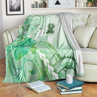 Aotearoa Maori Wahine Blanket Fantail Bird Green Gold Marble LT05 Green - Polynesian Pride
