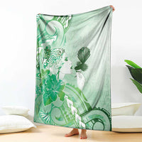 Aotearoa Maori Wahine Blanket Fantail Bird Green Gold Marble LT05 - Polynesian Pride