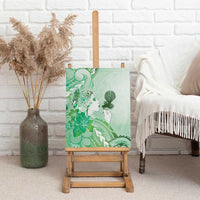 Aotearoa Maori Wahine Canvas Wall Art Fantail Bird Green Gold Marble LT05 - Polynesian Pride