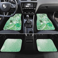 Aotearoa Maori Wahine Car Mats Fantail Bird Green Gold Marble LT05 Set 4pcs Green - Polynesian Pride