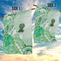 Aotearoa Maori Wahine Garden Flag Fantail Bird Green Gold Marble LT05 - Polynesian Pride
