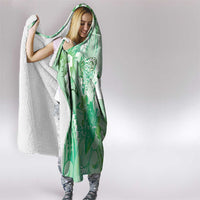 Aotearoa Maori Wahine Hooded Blanket Fantail Bird Green Gold Marble LT05 - Polynesian Pride