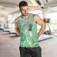 Aotearoa Maori Wahine Men Tank Top Fantail Bird Green Gold Marble LT05 Green - Polynesian Pride