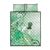 Aotearoa Maori Wahine Quilt Bed Set Fantail Bird Green Gold Marble LT05 - Polynesian Pride
