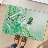 Aotearoa Maori Wahine Rubber Doormat Fantail Bird Green Gold Marble LT05 - Polynesian Pride