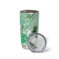 Aotearoa Maori Wahine Tumbler Cup Fantail Bird Green Gold Marble LT05 - Polynesian Pride