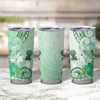 Aotearoa Maori Wahine Tumbler Cup Fantail Bird Green Gold Marble LT05 - Polynesian Pride