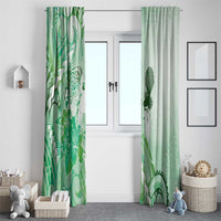 Aotearoa Maori Wahine Window Curtain Fantail Bird Green Gold Marble LT05 - Polynesian Pride