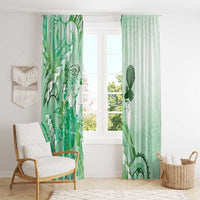 Aotearoa Maori Wahine Window Curtain Fantail Bird Green Gold Marble LT05 - Polynesian Pride