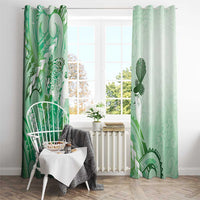 Aotearoa Maori Wahine Window Curtain Fantail Bird Green Gold Marble LT05 - Polynesian Pride