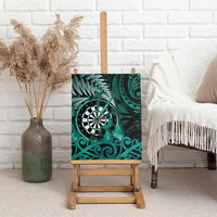 New Zealand Darts Canvas Wall Art Maori Koru Dartboard Turquoise Flame