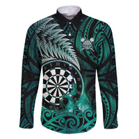 Personalised New Zealand Darts Family Matching Summer Maxi Dress and Hawaiian Shirt Maori Koru Dartboard Turquoise Flame