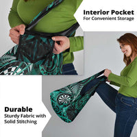 New Zealand Darts Grocery Bag Maori Koru Dartboard Turquoise Flame