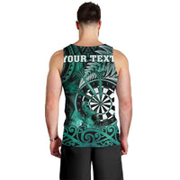 Personalised New Zealand Darts Men Tank Top Maori Koru Dartboard Turquoise Flame LT05 - Polynesian Pride