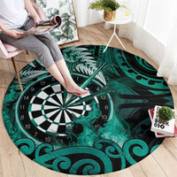 New Zealand Darts Round Carpet Maori Koru Dartboard Turquoise Flame