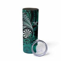 Personalised New Zealand Darts Skinny Tumbler Maori Koru Dartboard Turquoise Flame