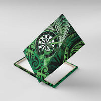 New Zealand Darts Canvas Wall Art Maori Koru Dartboard Green Flame LT05 With Frame Green - Polynesian Pride