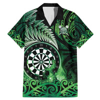 Personalised New Zealand Darts Family Matching Mermaid Dress and Hawaiian Shirt Maori Koru Dartboard Green Flame