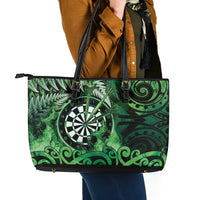 New Zealand Darts Leather Tote Bag Maori Koru Dartboard Green Flame
