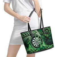 New Zealand Darts Leather Tote Bag Maori Koru Dartboard Green Flame