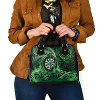 New Zealand Darts Shoulder Handbag Maori Koru Dartboard Green Flame