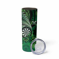 Personalised New Zealand Darts Skinny Tumbler Maori Koru Dartboard Green Flame