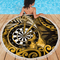 New Zealand Darts Beach Blanket Maori Koru Dartboard Gold Flame LT05 - Polynesian Pride