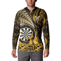 Personalised New Zealand Darts Button Sweatshirt Maori Koru Dartboard Gold Flame