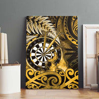 New Zealand Darts Canvas Wall Art Maori Koru Dartboard Gold Flame