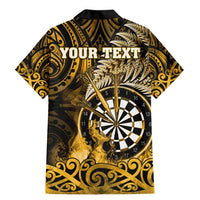 Personalised New Zealand Darts Family Matching Mermaid Dress and Hawaiian Shirt Maori Koru Dartboard Gold Flame