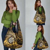 New Zealand Darts Grocery Bag Maori Koru Dartboard Gold Flame