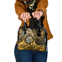New Zealand Darts Shoulder Handbag Maori Koru Dartboard Gold Flame