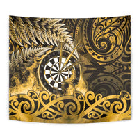 New Zealand Darts Tapestry Maori Koru Dartboard Gold Flame