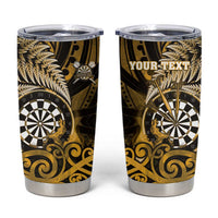 Personalised New Zealand Darts Tumbler Cup Maori Koru Dartboard Gold Flame