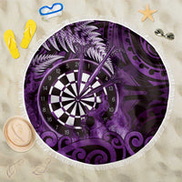 New Zealand Darts Beach Blanket Maori Koru Dartboard Purple Flame