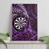 New Zealand Darts Canvas Wall Art Maori Koru Dartboard Purple Flame