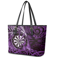 New Zealand Darts Leather Tote Bag Maori Koru Dartboard Purple Flame