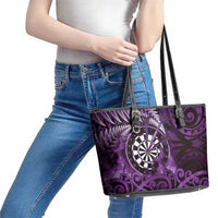 New Zealand Darts Leather Tote Bag Maori Koru Dartboard Purple Flame